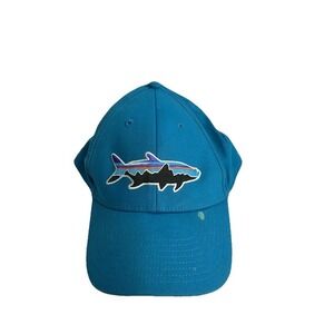 Patagonia Unisex Blue Fish Mesh Trucker Snapback Hat Ball Cap *see